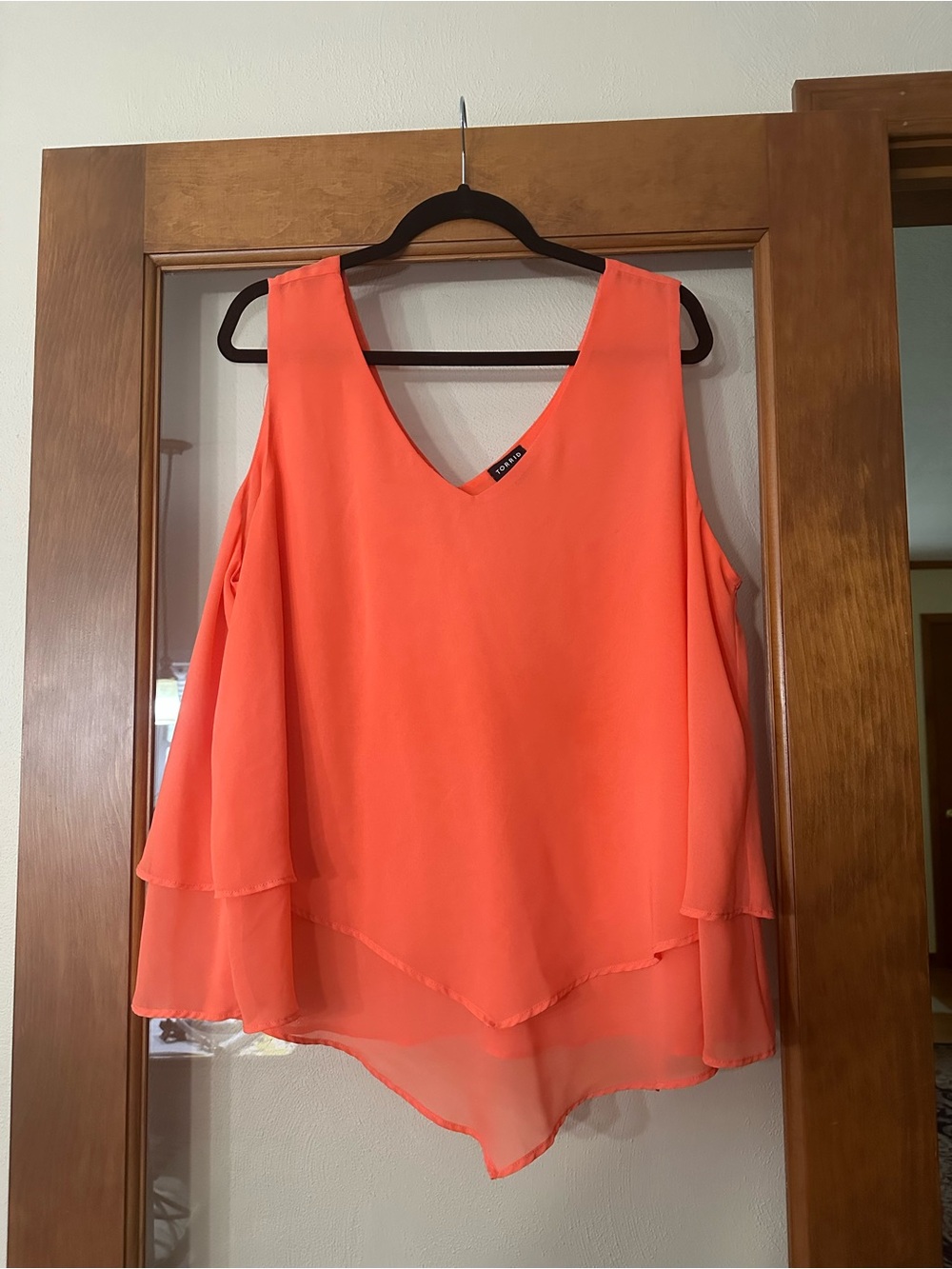 torrid Coral Layered V-Neck Sleeveless Chiffon Camisole